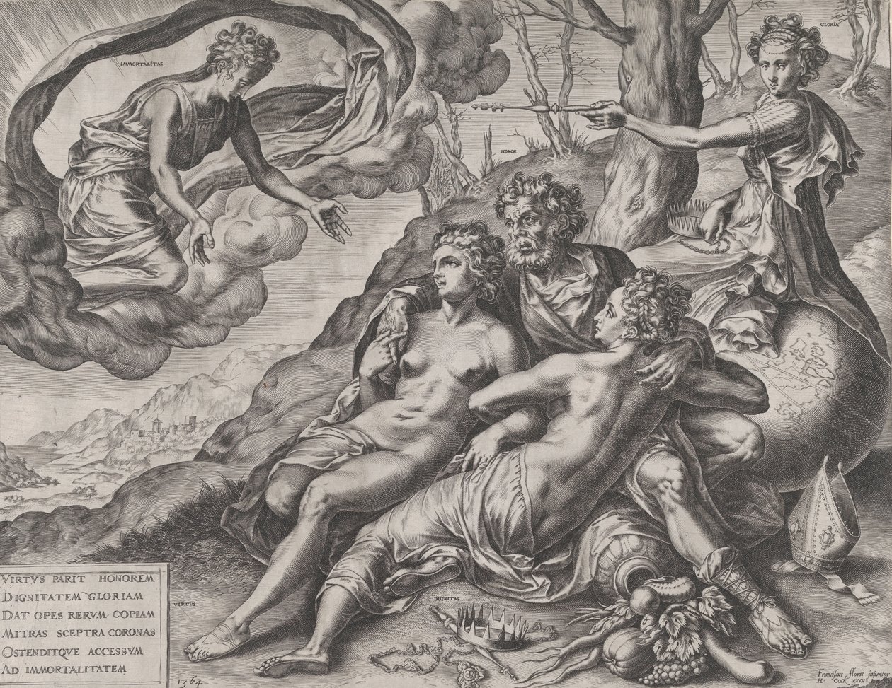 Dydens udødelige belønninger, 1564. av Cornelis Cort