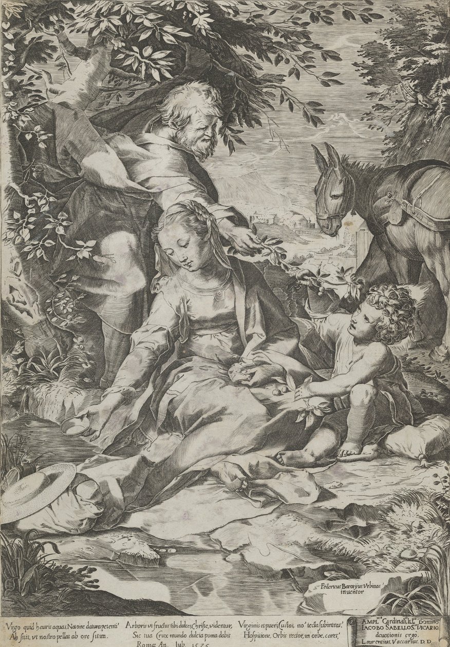 Resten på returen fra Egypt, 1575. av Cornelis Cort