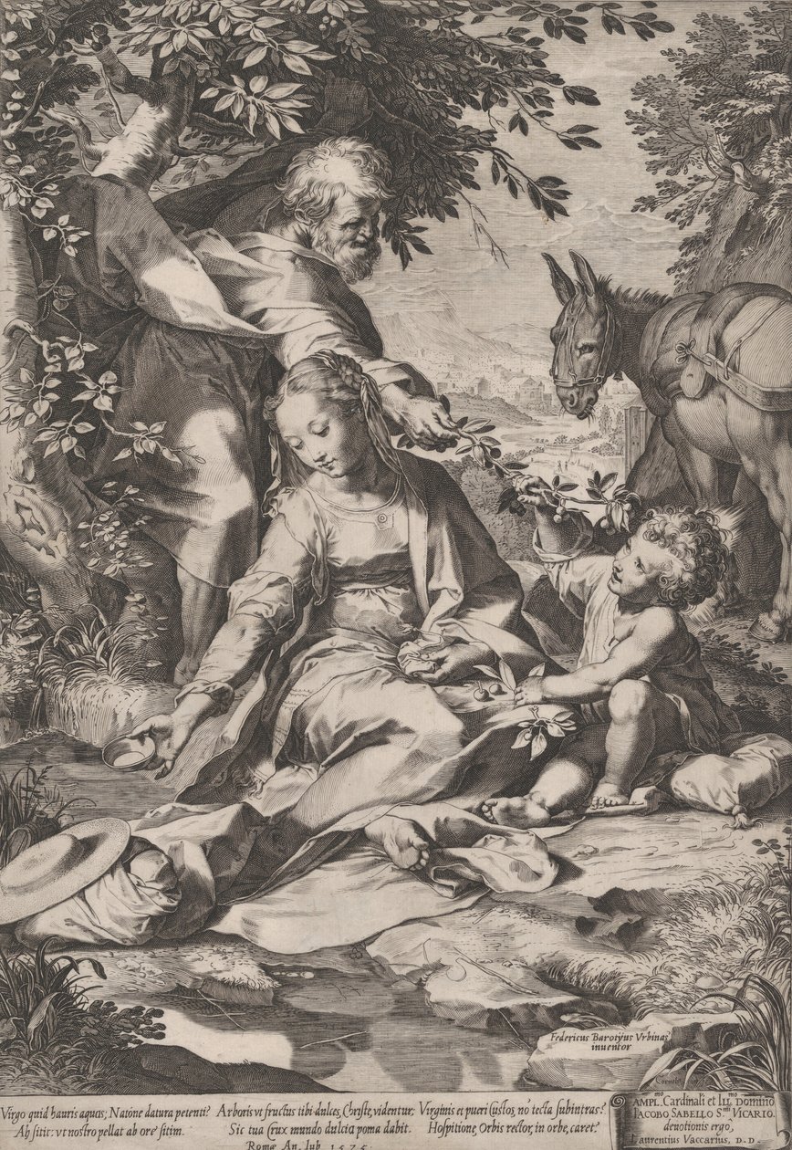 Resten på returen fra Egypt, 1575. av Cornelis Cort