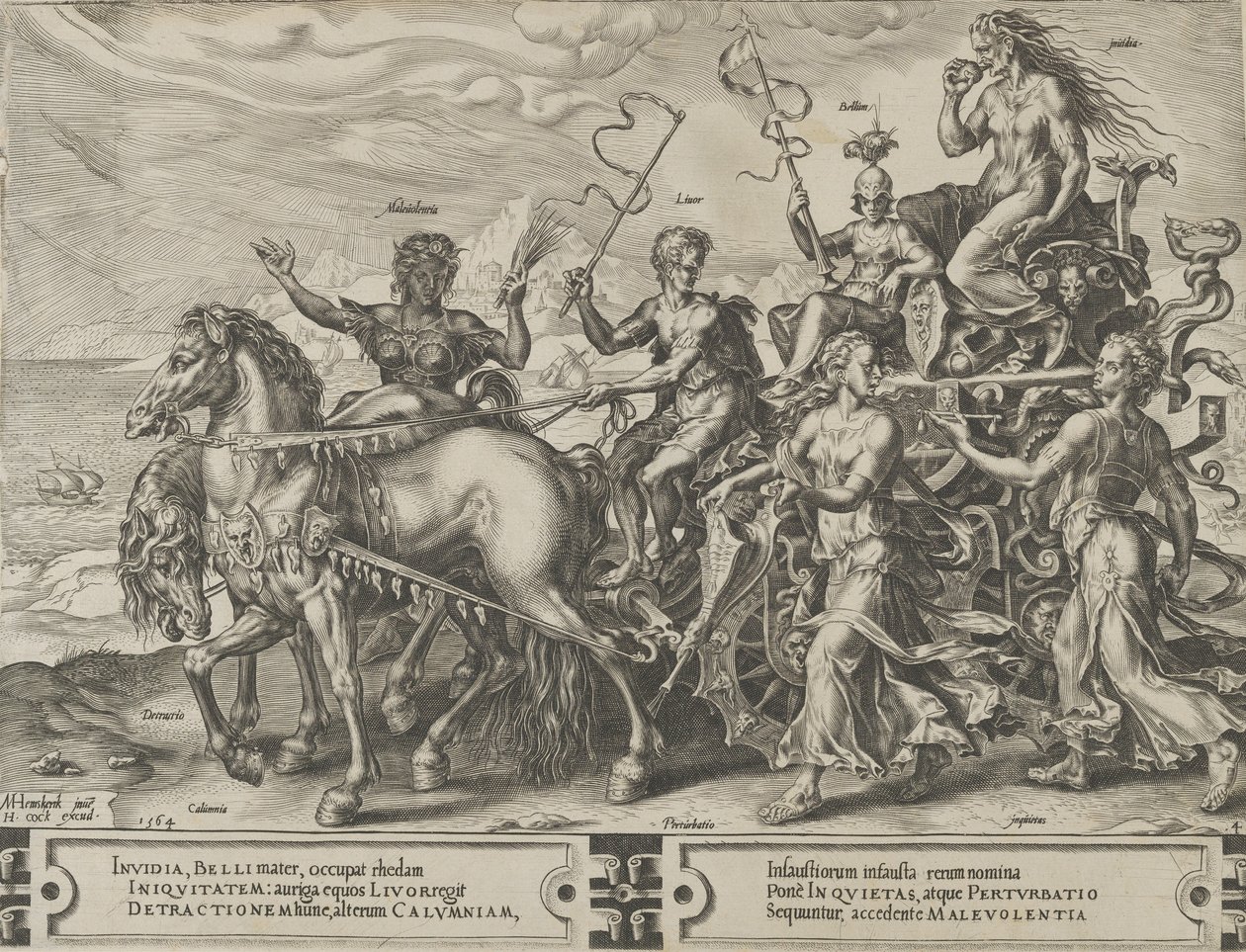 The Triumph of Envy, fra The Cycle of the Vicissitudes of Human Affairs, plate 4, 1564. av Cornelis Cort