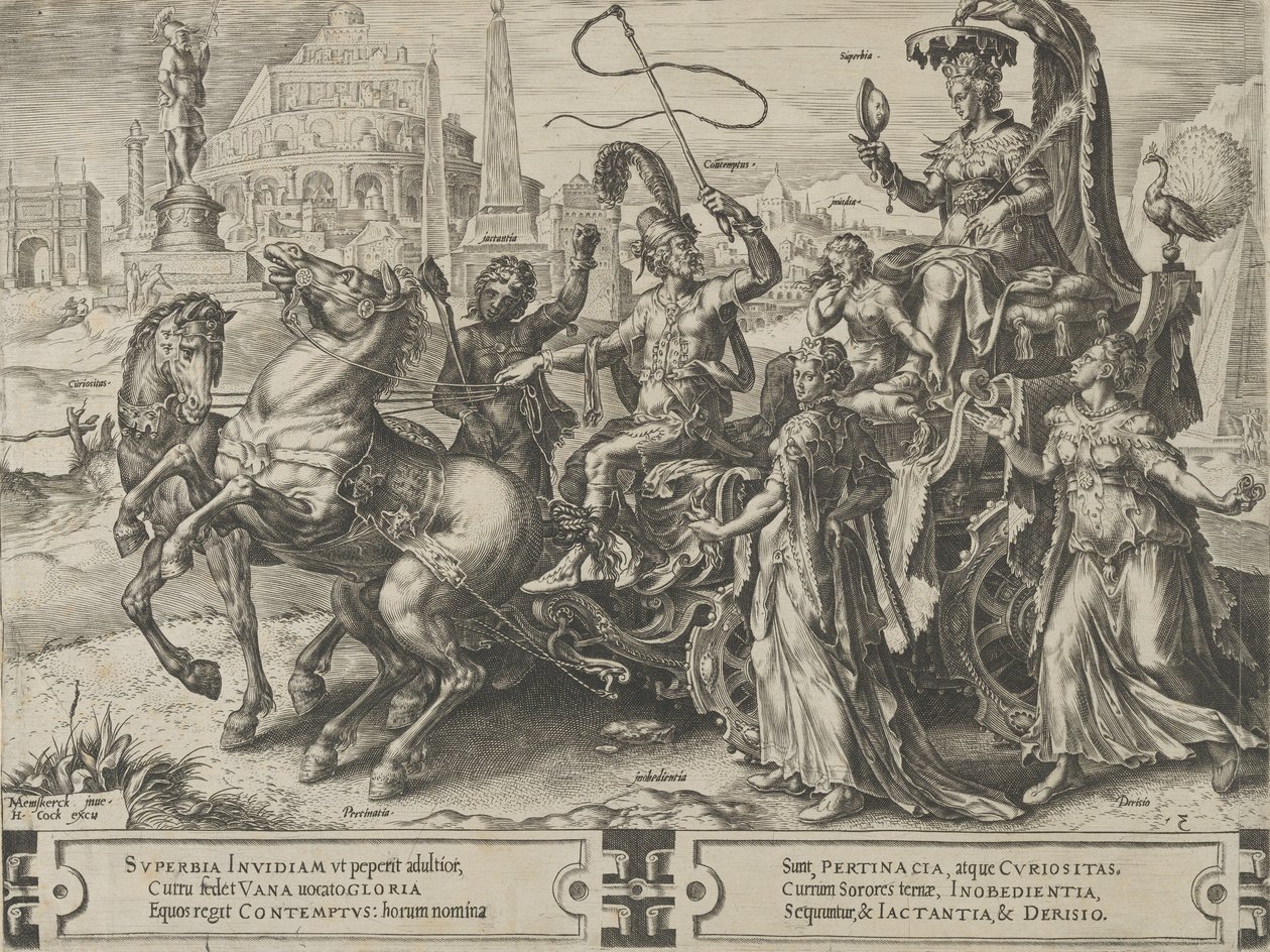 The Triumph of Pride, fra The Cycle of the Vicissitudes of Human Affairs, plate 3, 1564. av Cornelis Cort