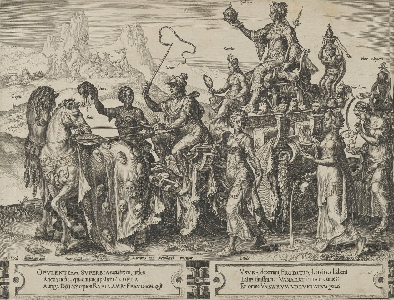 The Triumph of the Riches, fra The Cycle of the Vicissitudes of Human Affairs, plate 2, 1564. av Cornelis Cort
