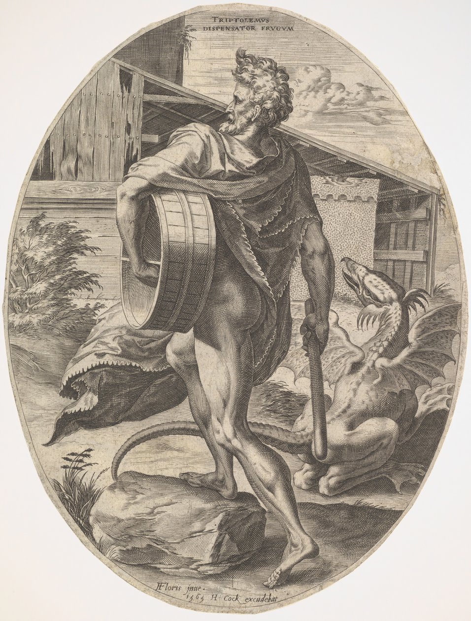Triptolemus fra The Rural Gods, 1565. av Cornelis Cort
