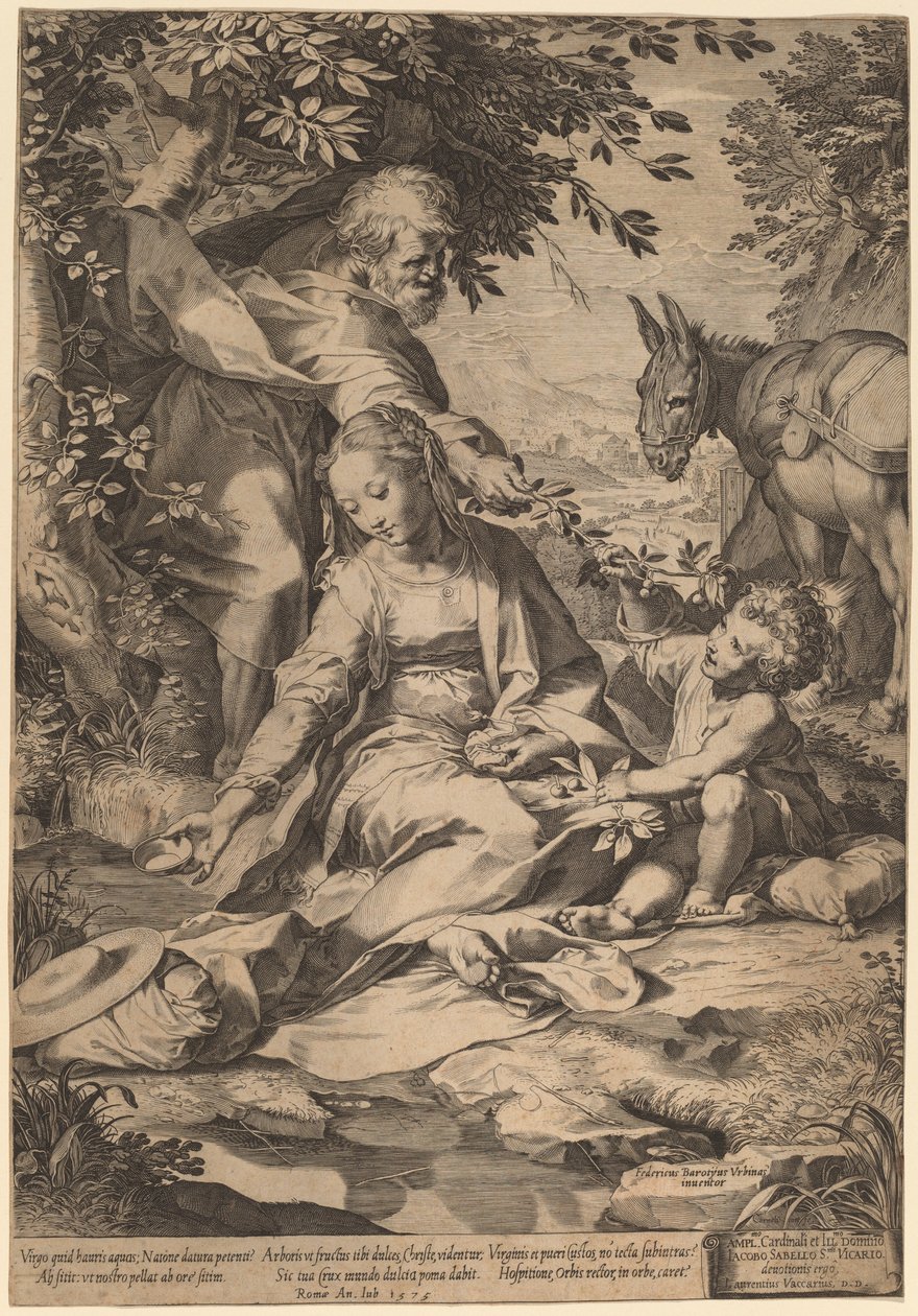 Resten på returen fra Egypt av Cornelis Cort after Federico Barocci