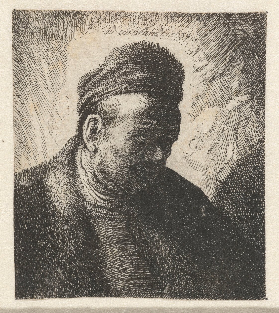 Skjeggløs mann i pelskappe og lue: byste av Cornelis Danckerts (I) (workshop of)