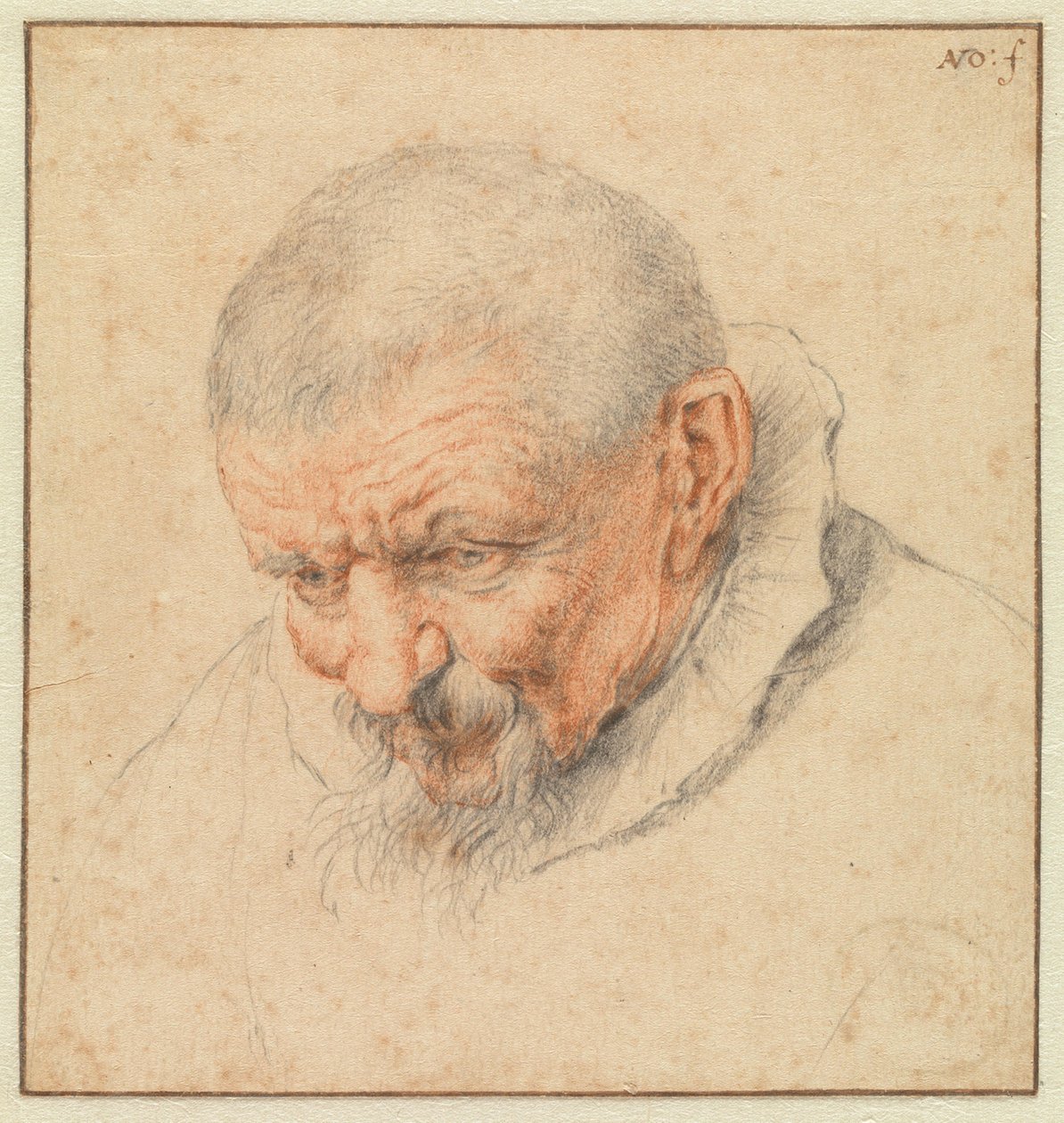 Hodestudie av en gammel mann av Cornelis Dusart