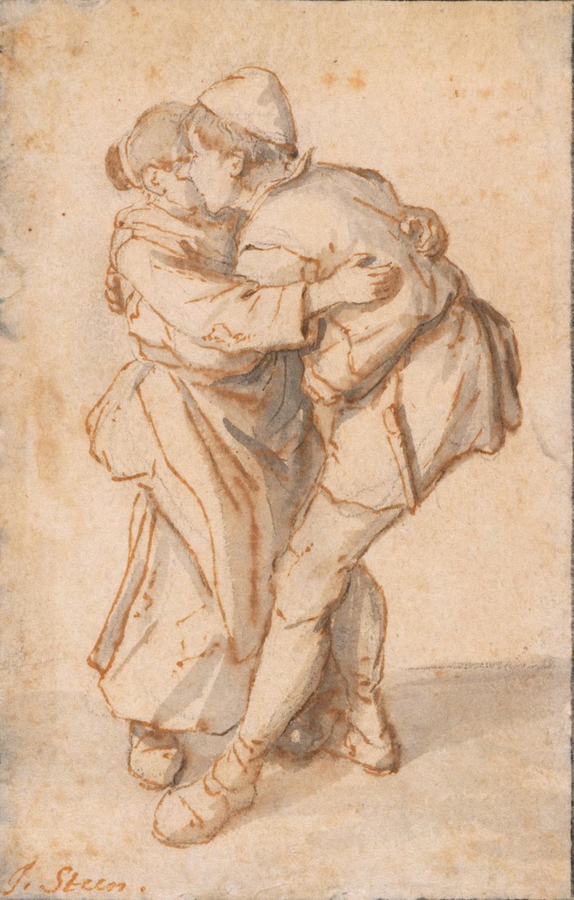 Et dansende bondepar av Cornelis Dusart