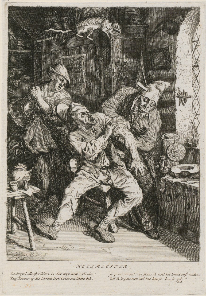 Helbreder, blad 2 i en serie med tre genrescener av Cornelis Dusart