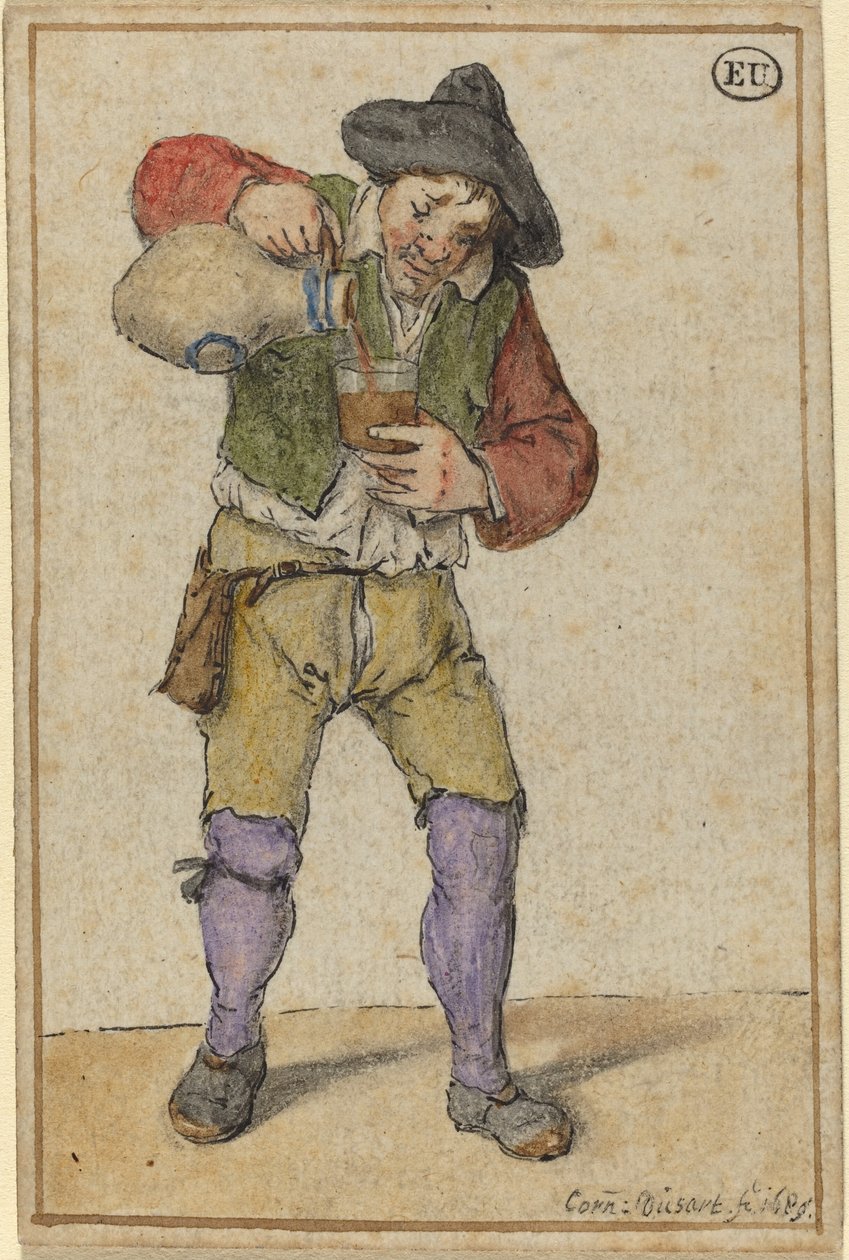 Bonde som fyller et glass av Cornelis Dusart