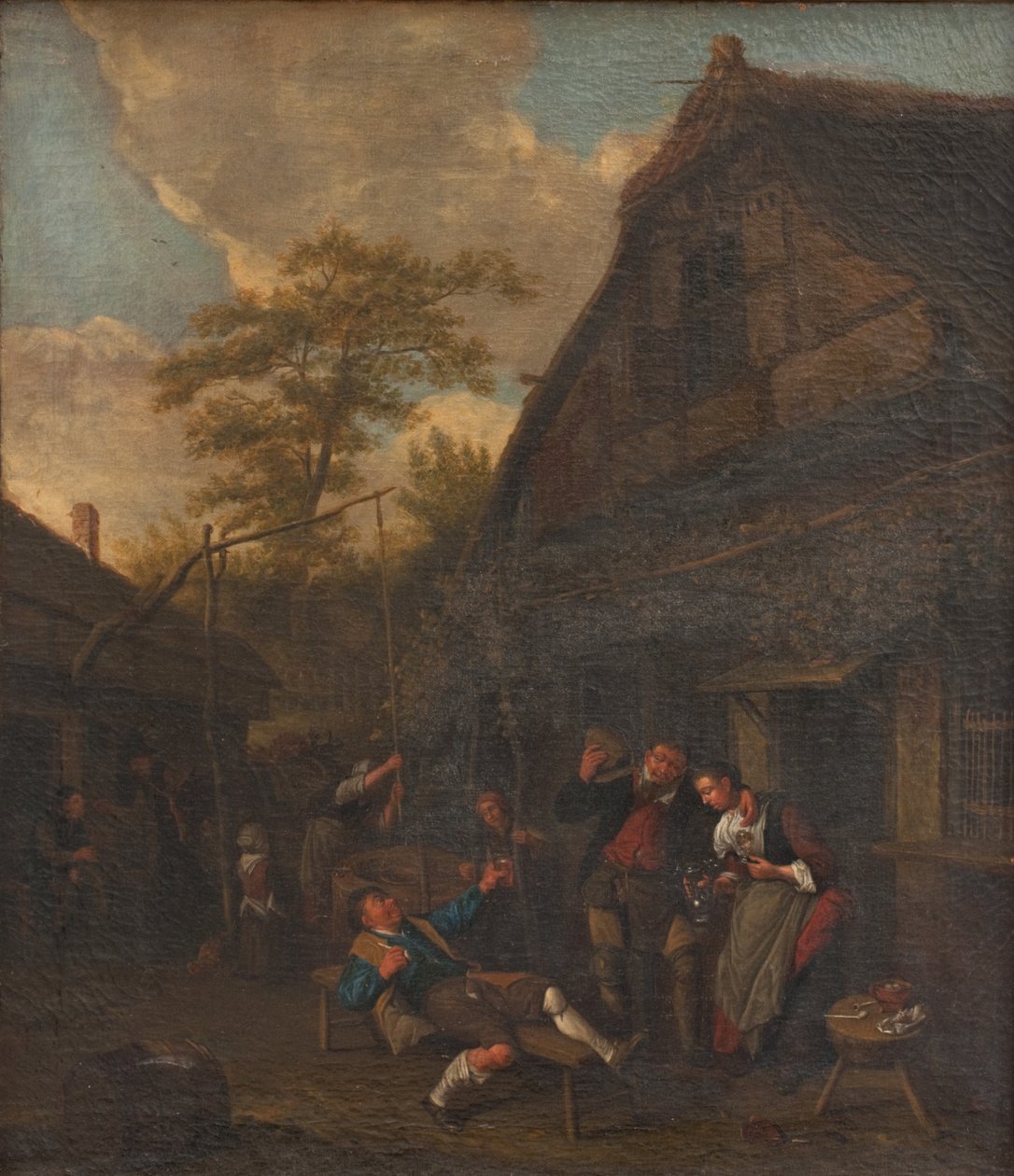 Bønder utenfor et vertshus av Cornelis Dusart
