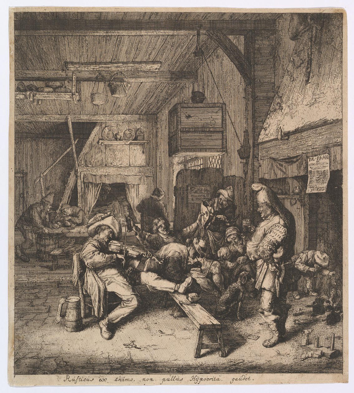 Fiolinspilleren sitter i vertshuset, 1685. av Cornelis Dusart
