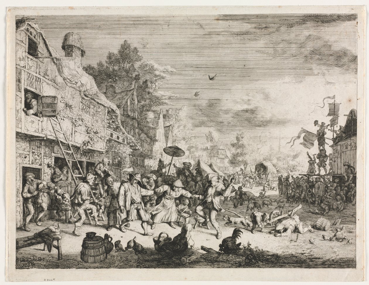 Landsbyfest. av Cornelis Dusart
