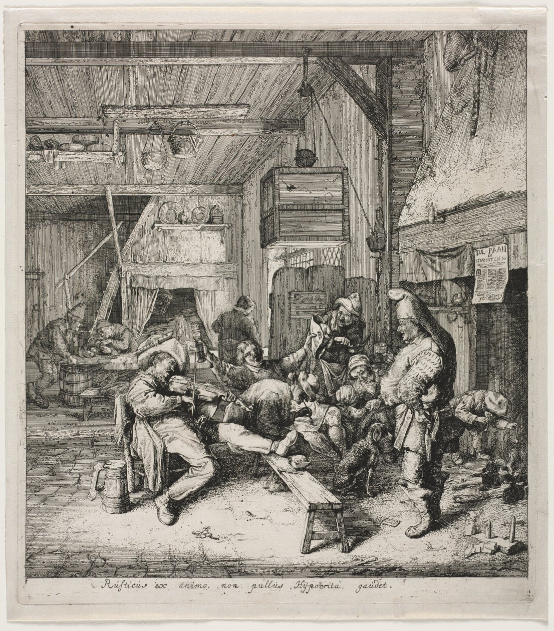 Fiolinspiller sitter i vertshuset av Cornelis Dusart
