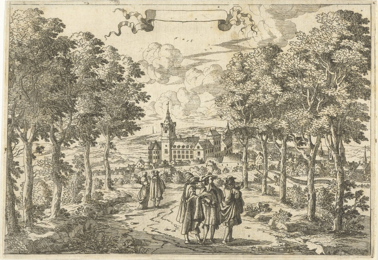 Turgåere og et slott av Cornelis Elandts