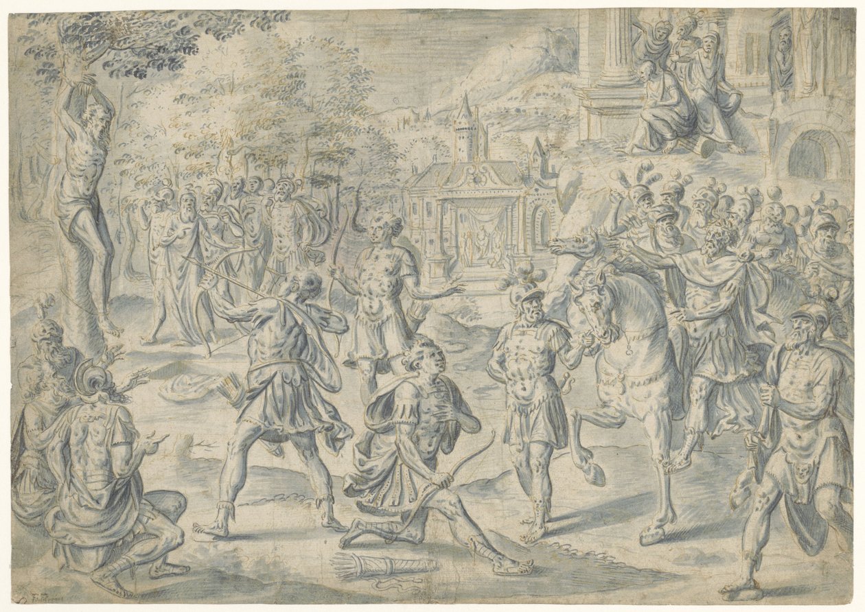 Skyter mot fars lik av Cornelis Floris (II) (circle of)