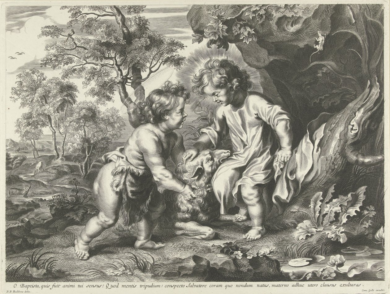 Døperen Johannes og Kristus som barn av Cornelis Galle (I) (possibly)