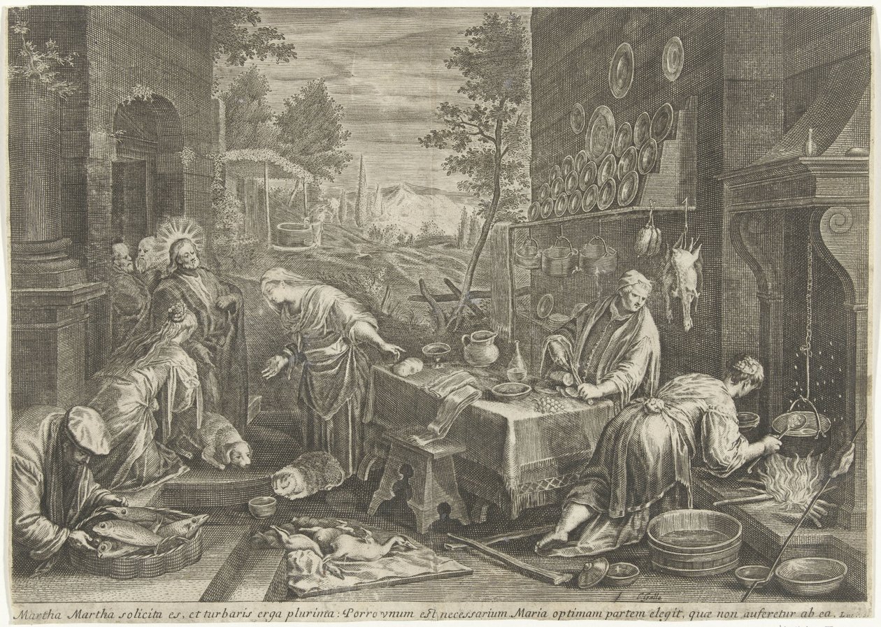 Kristus i huset til Marta og Maria av Cornelis Galle (I)