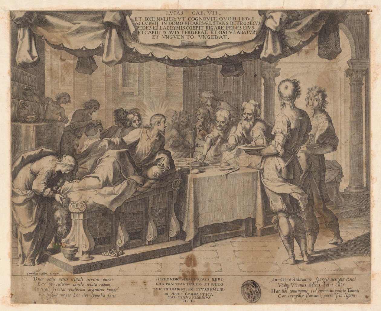 Kristus gjest sammen med fariseeren Simon av Cornelis Galle (I)