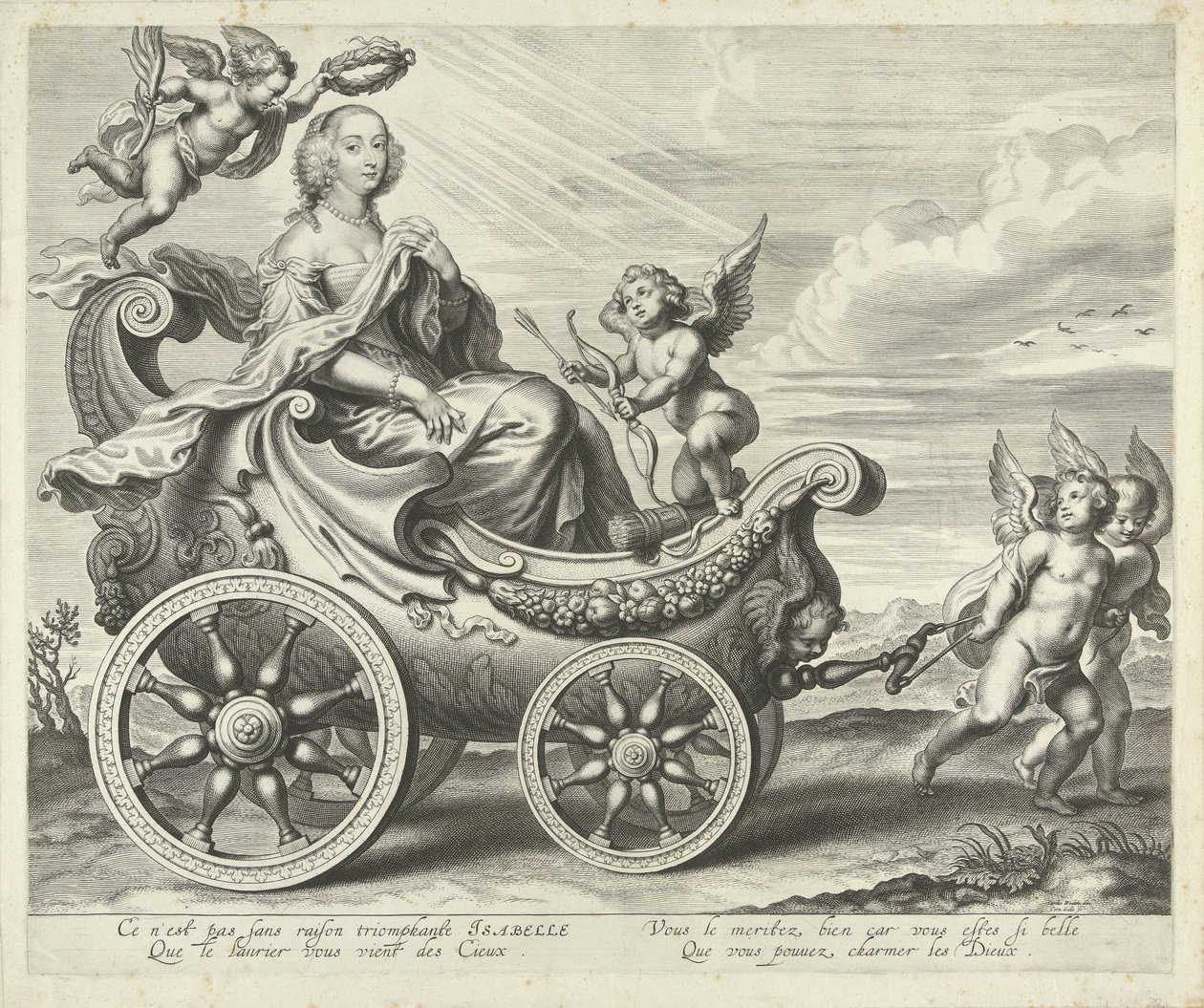 Clara Isabella de Ligne-Arenberg (?) i vogn av Cornelis Galle (I)