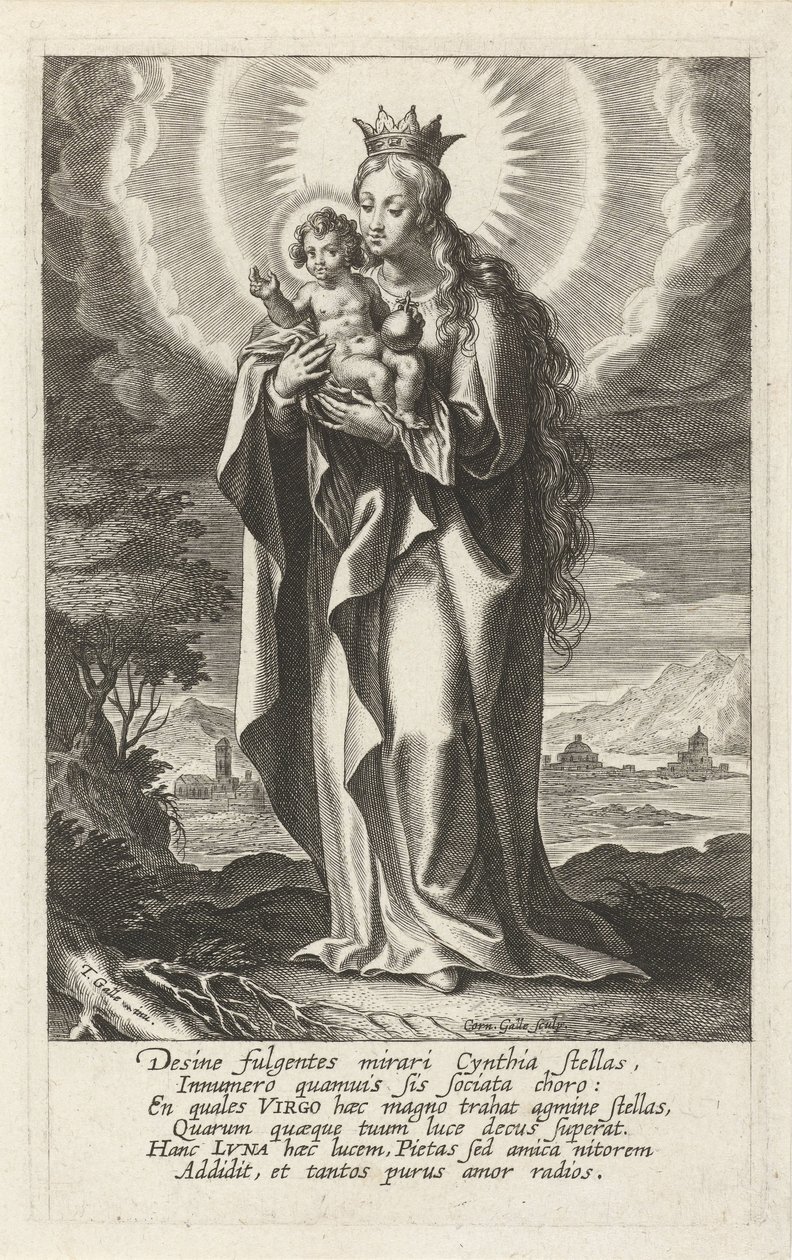Kronet Mary med barn av Cornelis Galle (I)