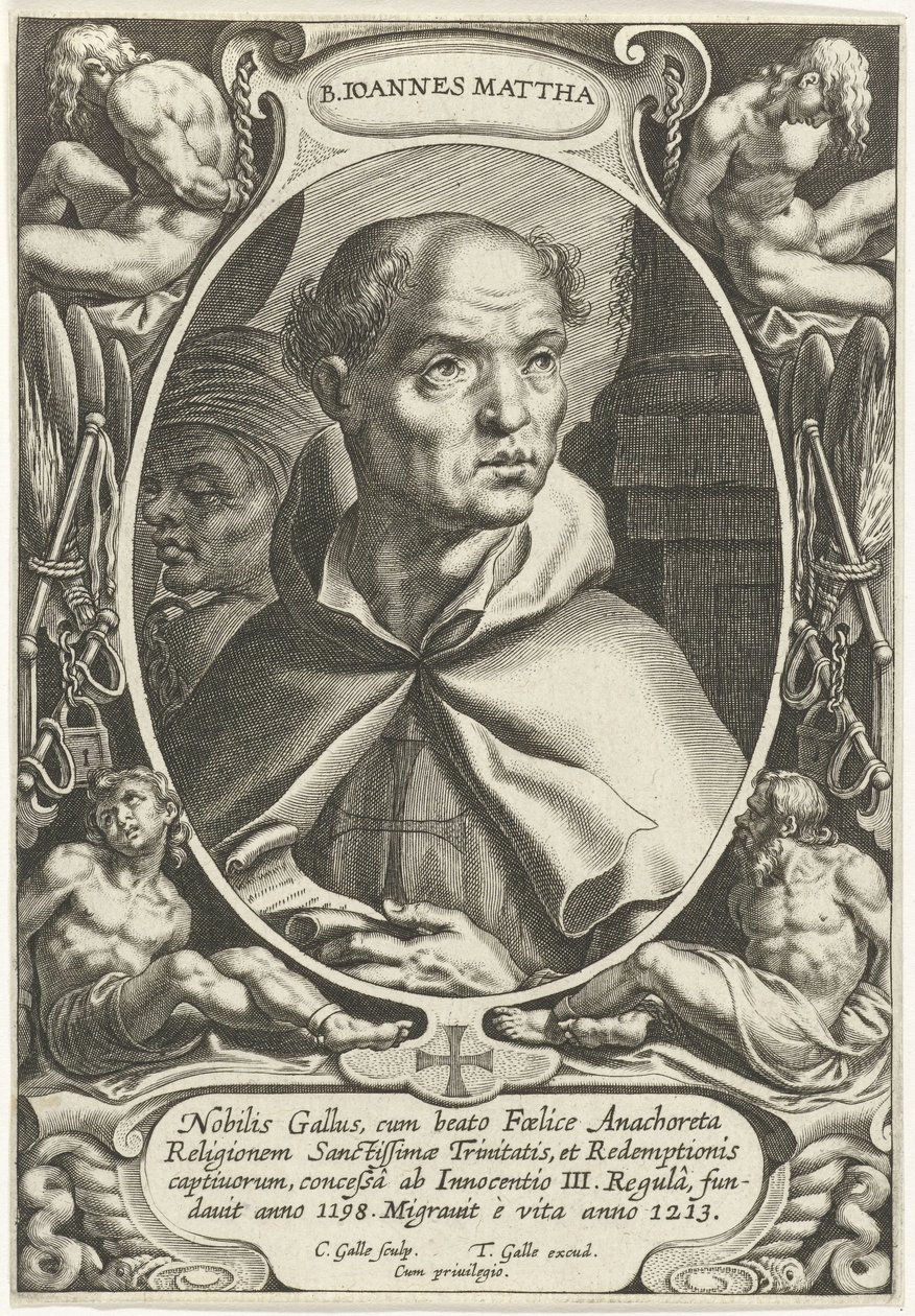 Sankt Johannes av Matha B. Ioannes Mattha (tittel på objekt) Grunnleggere av de religiøse ordener (serietittel) av Cornelis Galle (I)