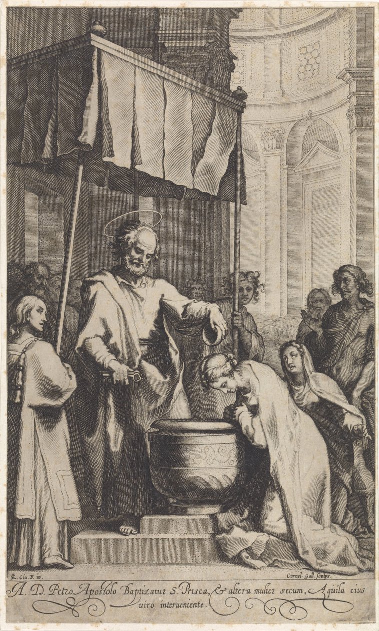 Peter døper St. Prisca av Roma av Cornelis Galle (I)