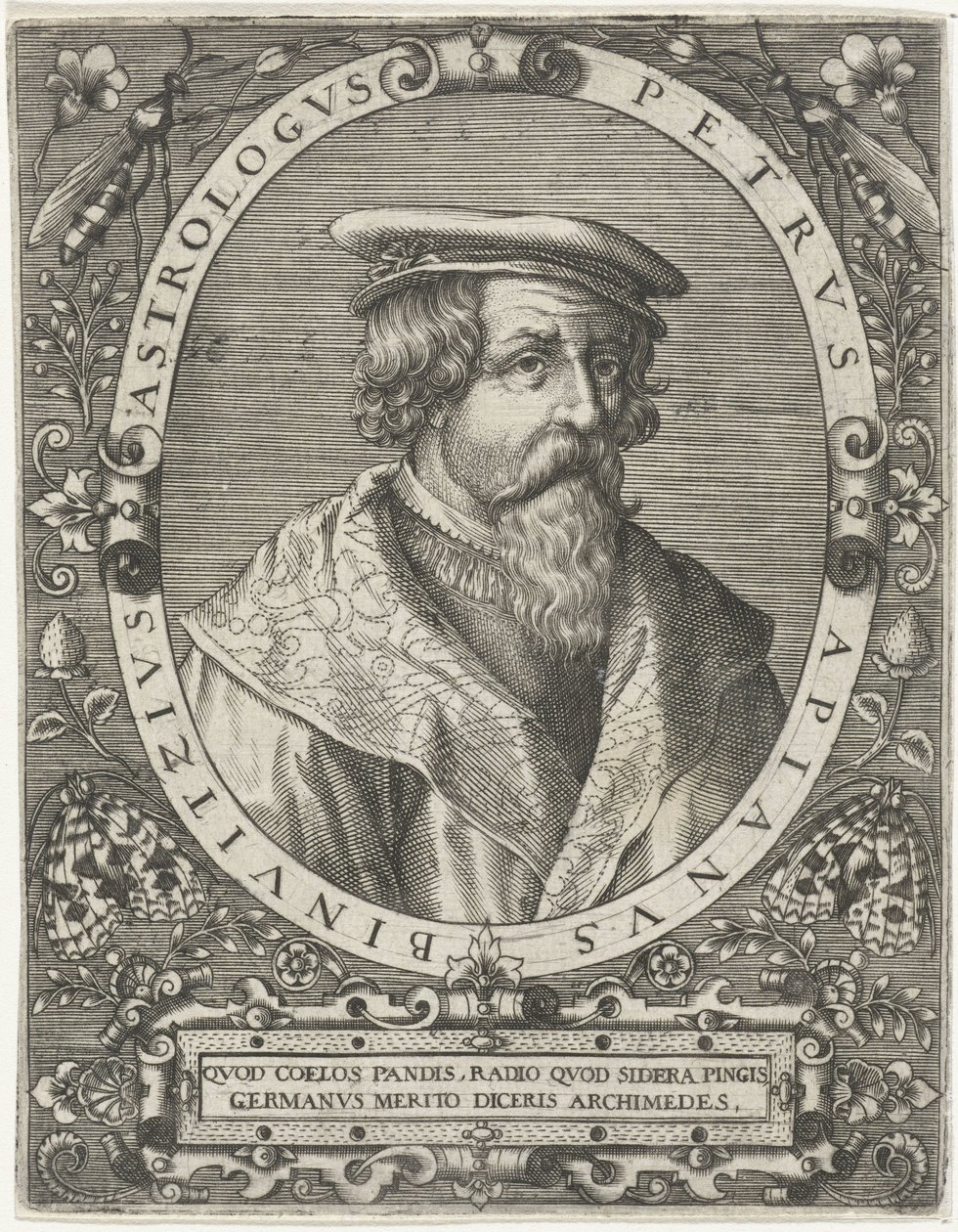 Portrett av Peter Apianus Petrus Apianus Binuitzius (tittel på objekt) av Cornelis Galle (I)