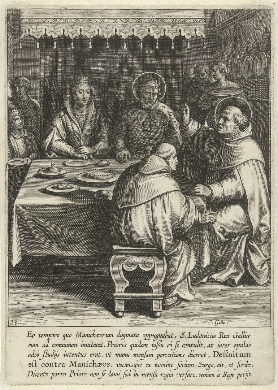 Thomas ved hoffet til kong Louis av Frankrike The Life of Saint Thomas Aquinas (serietittel) av Cornelis Galle (I)