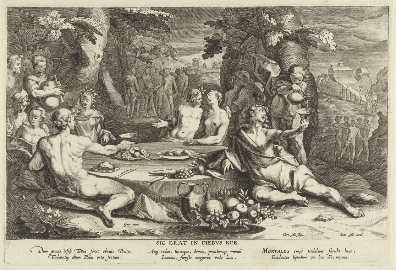 Syndig leve i Noahs dager Sic erat i diebus Noe (tittel på objekt) av Cornelis Galle (I)