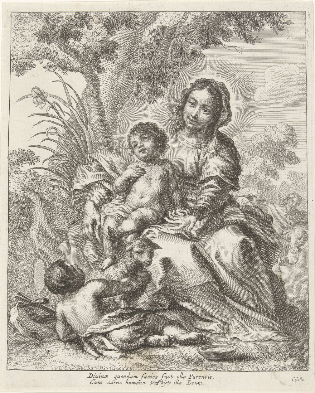 Hellig familie med døperen Johannes som barn av Cornelis Galle (II)