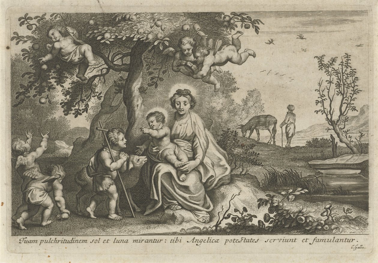 Maria med barnet og døperen Johannes av Cornelis Galle (II)