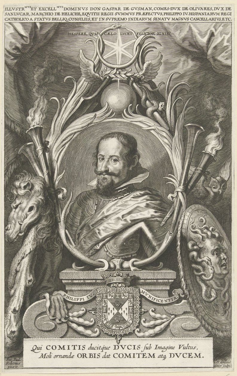 Portrett av Gaspar de Gusmán, greve av Olivares, hertug av St. Lucar av Cornelis Galle (II)
