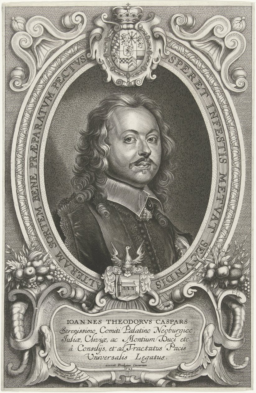 Portrett av Johann Theodor Caspars De mest kjente ambassadørene til det kristne navnet for å pasifisere verden, klosteret og Osnabruga (...) (serietittel) av Cornelis Galle (II)