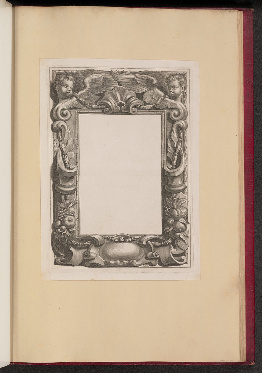 Border illustrasjon med to putti og frukt av Cornelis Galle I