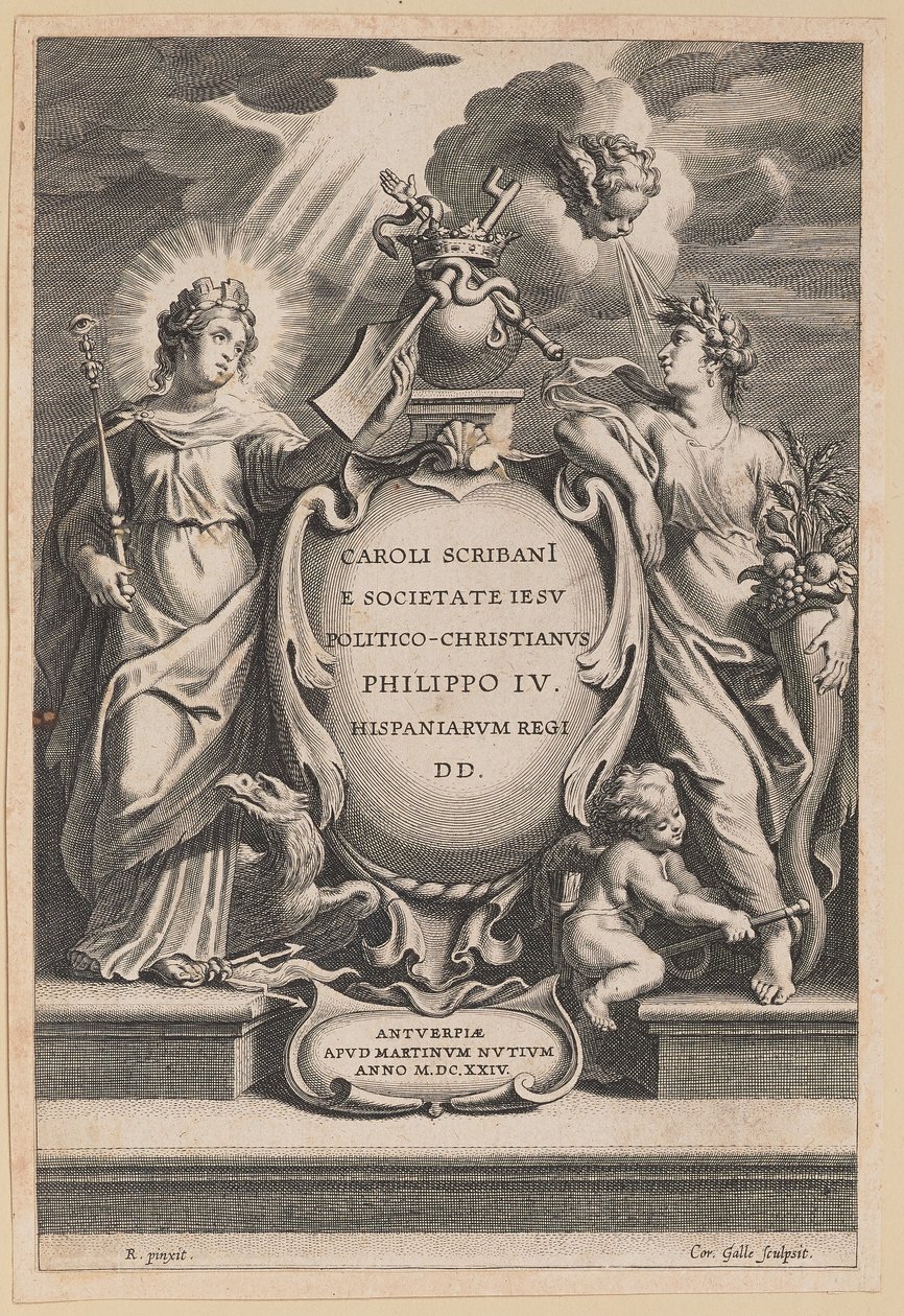 Tittelside for Carolus Scribani, Politico-Christianus av Cornelis Galle I after Sir Peter Paul Rubens