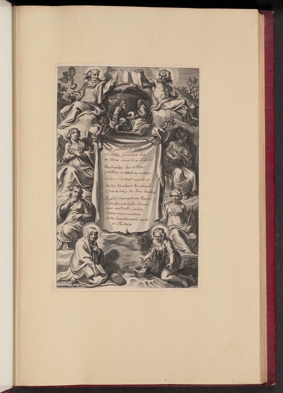 Tittelside for Heribert Rosweydes "Life of the Fathers" av Cornelis Galle I after Sir Peter Paul Rubens