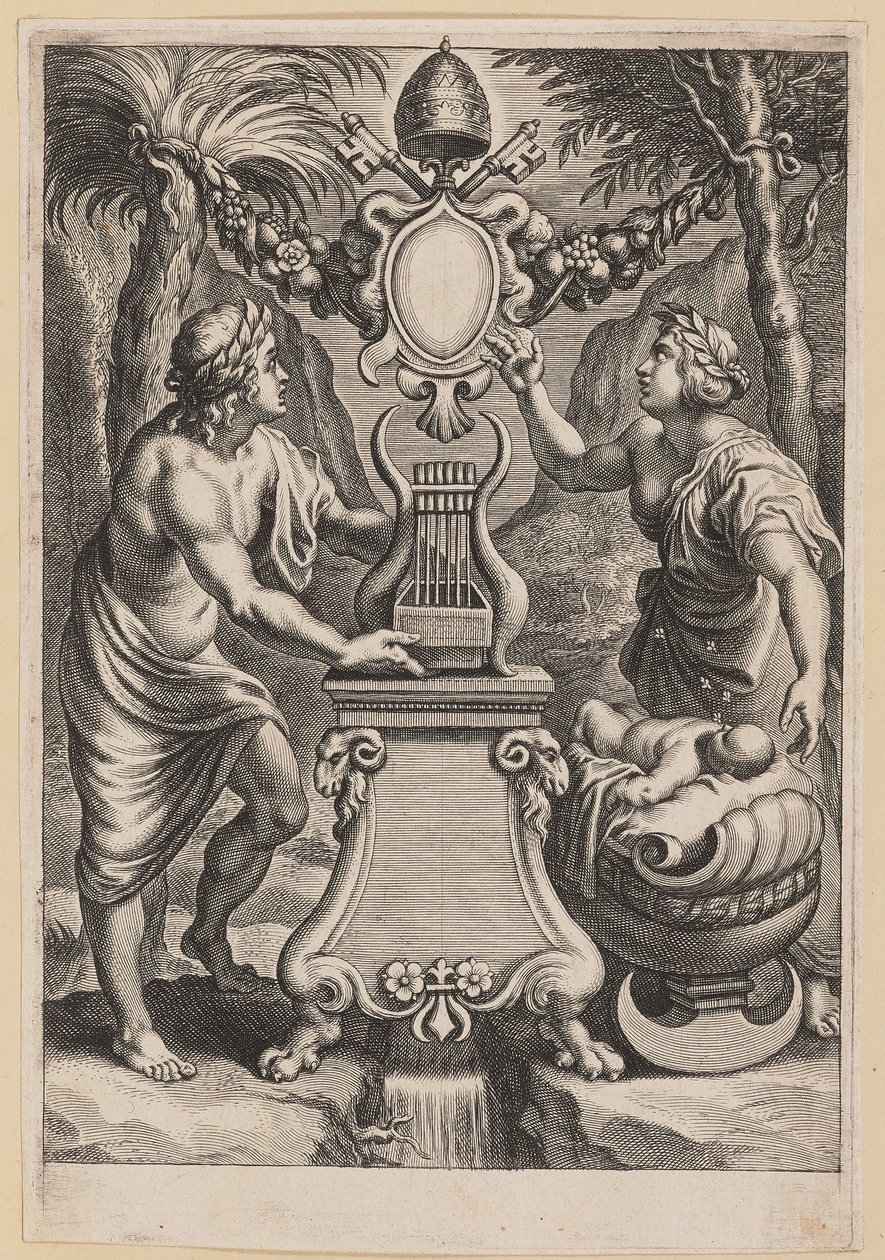 Tittelside for M.C. Sarbievsky, Lyricum Bok IV av Cornelis Galle I after Sir Peter Paul Rubens