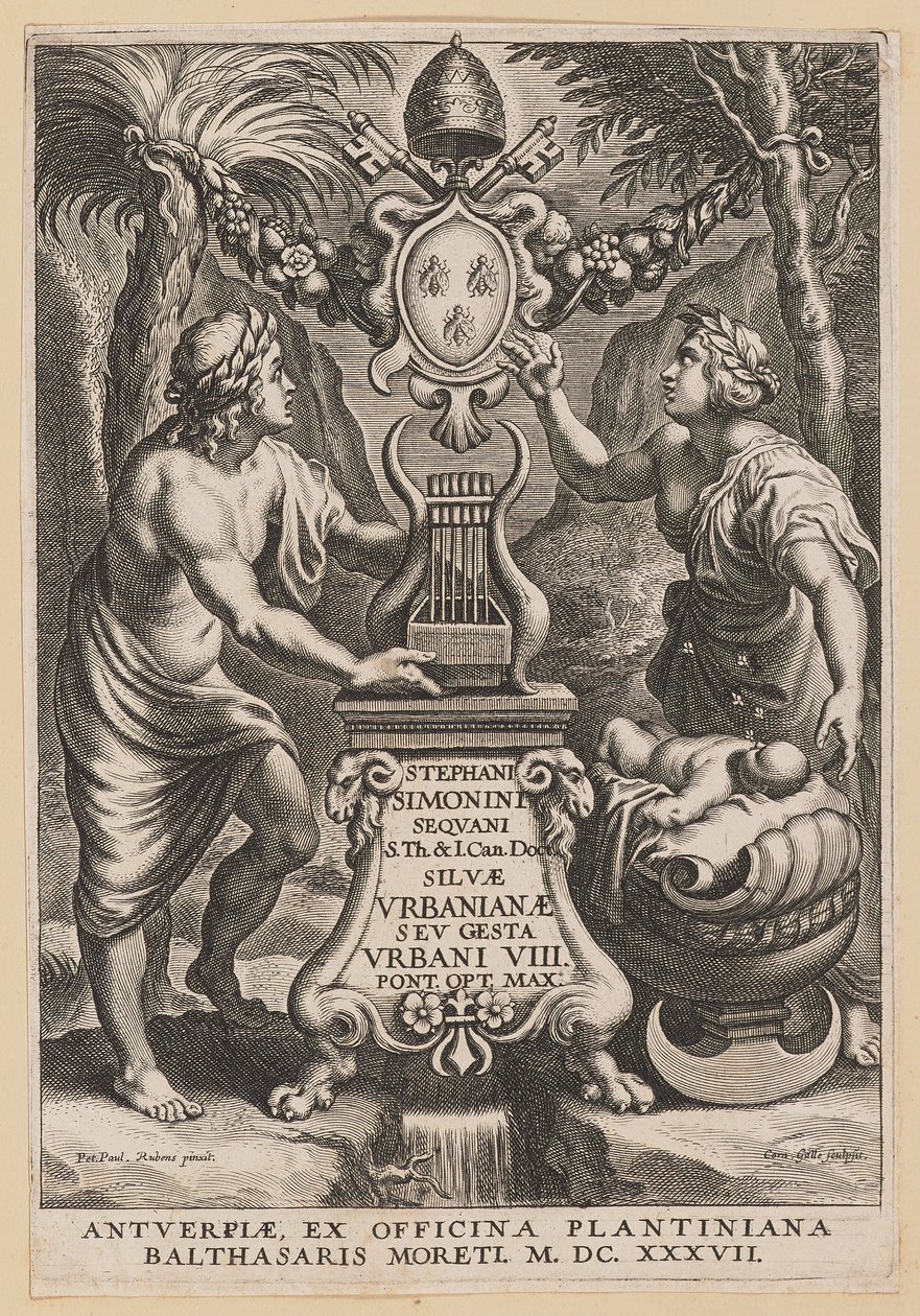 Tittelside for Stephanus Simonini, Urban Forests av Cornelis Galle I after Sir Peter Paul Rubens