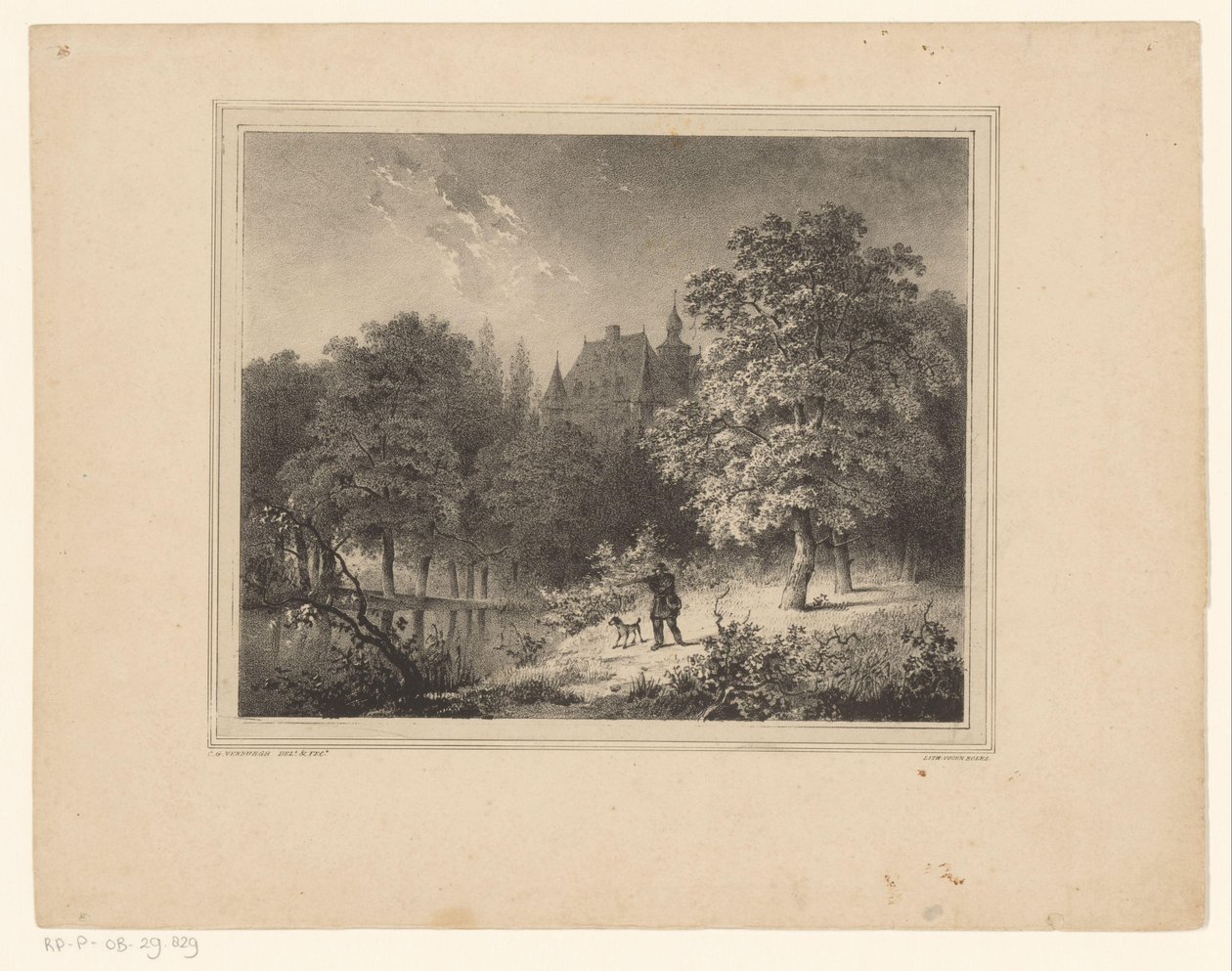 Jeger i en skog av Cornelis Gerrit Verburgh