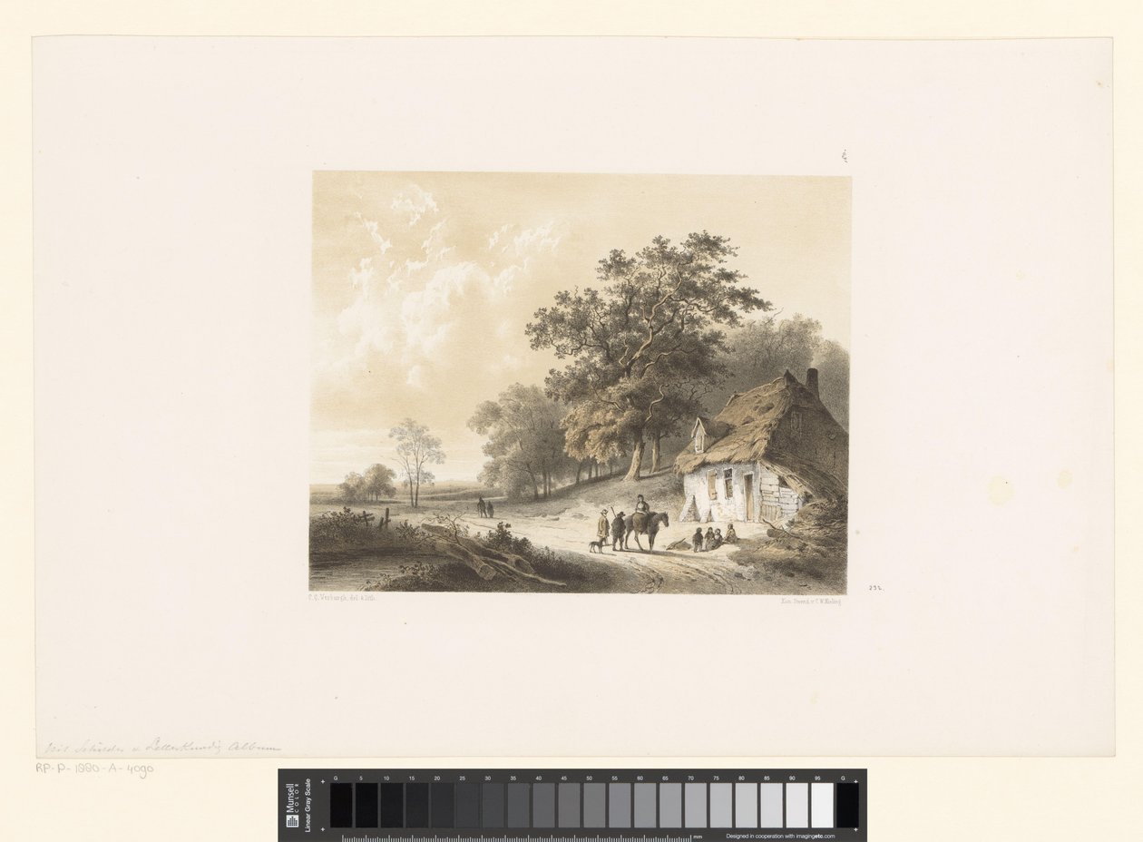 Landskap med hus av Cornelis Gerrit Verburgh