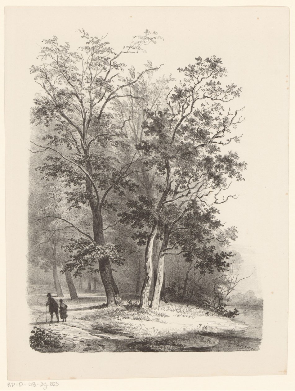 To skikkelser som går i en skog av Cornelis Gerrit Verburgh
