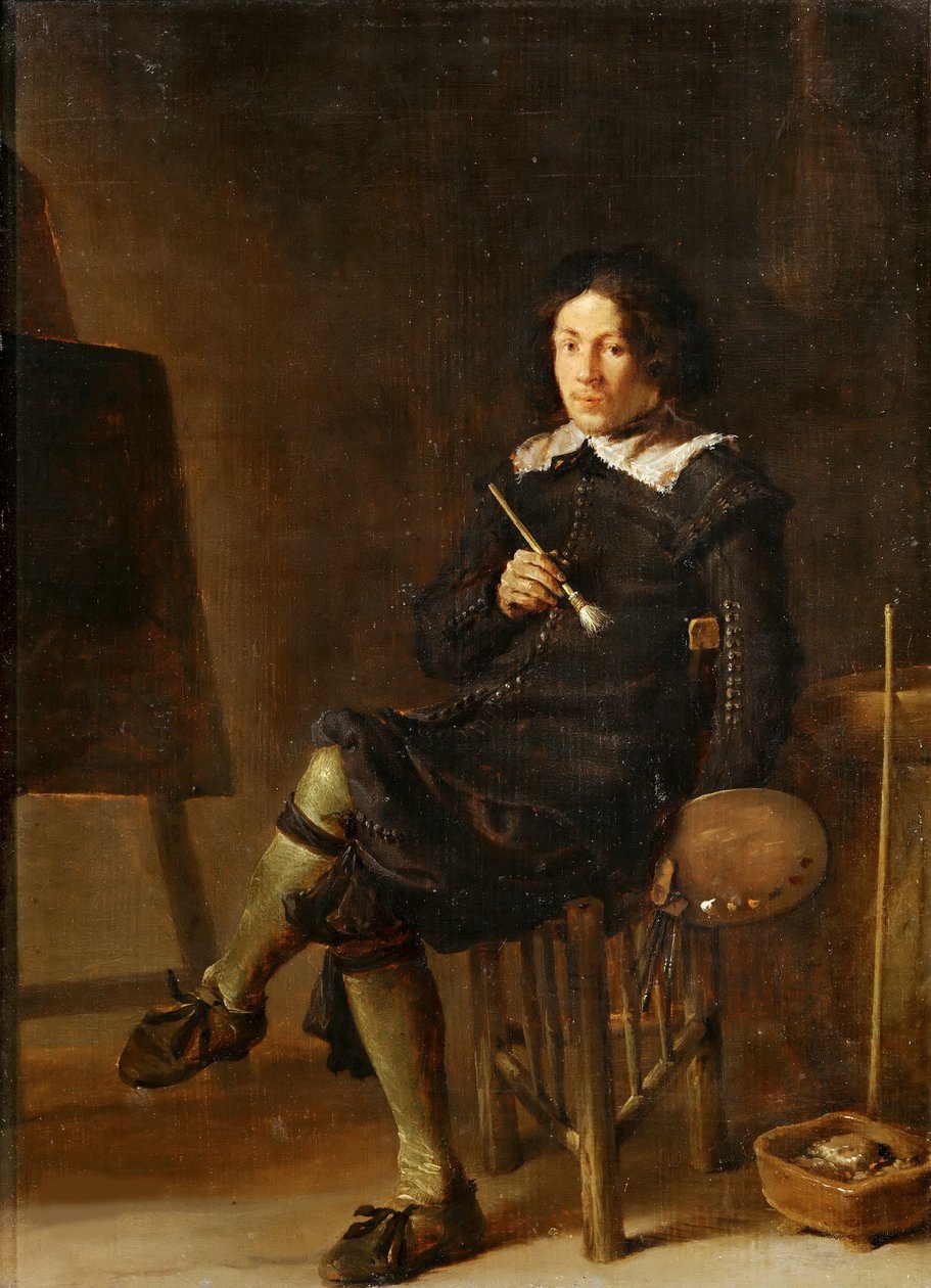 Selvportrett med staffeli, 1629. av Cornelis Hermansz. Saftleven