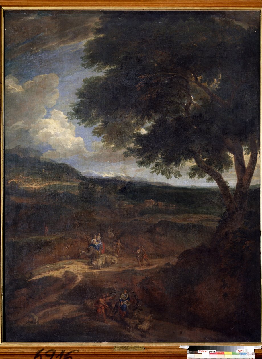 "Jacobs retur til Kanaans land med sine koner og barn" (Jacobs retur) Maleri av Constantinus Cornelis Huysmans (1648-1727) Statens kunstmuseum, Tula, Russland av Cornelis Huysmans
