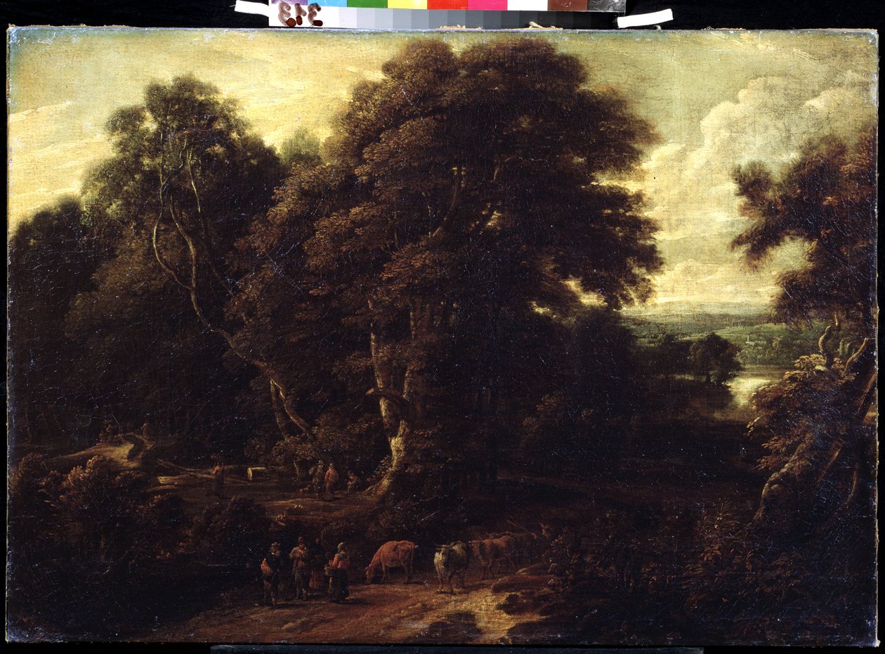 „Peisaj din Flandra cu turma de vaci” pictura de Constantinus Cornelis Huysmans (1648-1727) Muzeul Pușkin, Moscownorwegian av Cornelis Huysmans