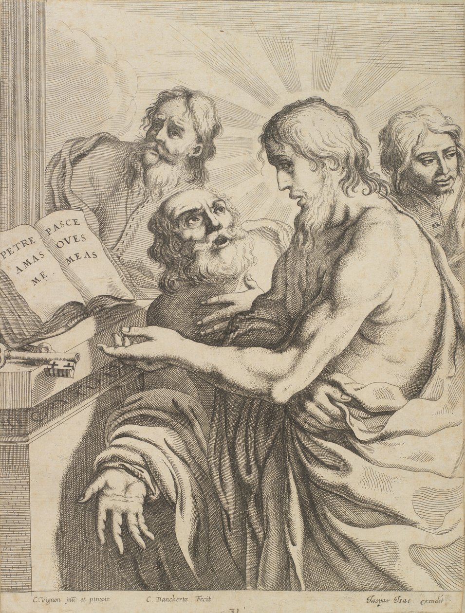 Kristus presenterer Peter for nøkkelen av Cornelis I Danckerts