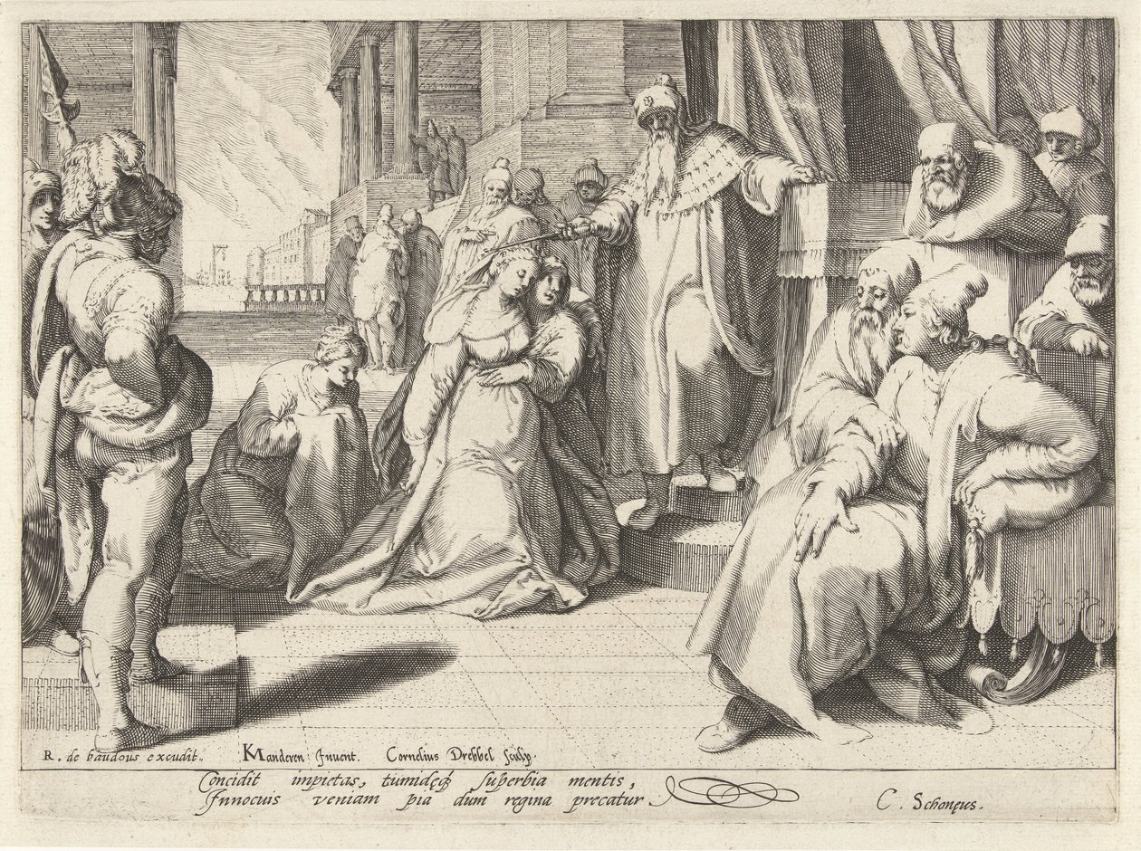Ester før Ahasverus av Cornelis Jacobsz. Drebbel