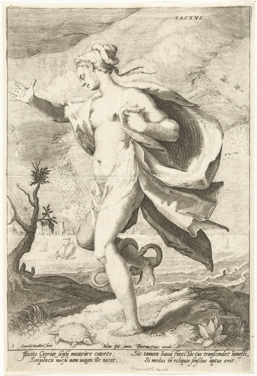 Tactvs (tittel på objekt) Fem sanser (serietittel) av Cornelis Jacobsz. Drebbel