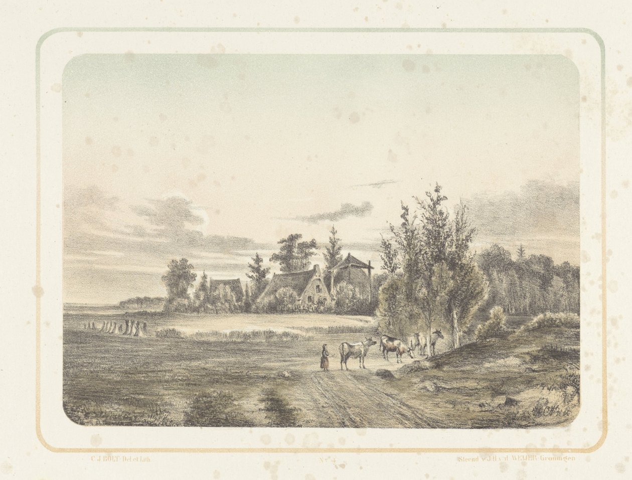Landskap med bondekone og kyr Seks landskap (serietittel) av Cornelis Jan Bolt