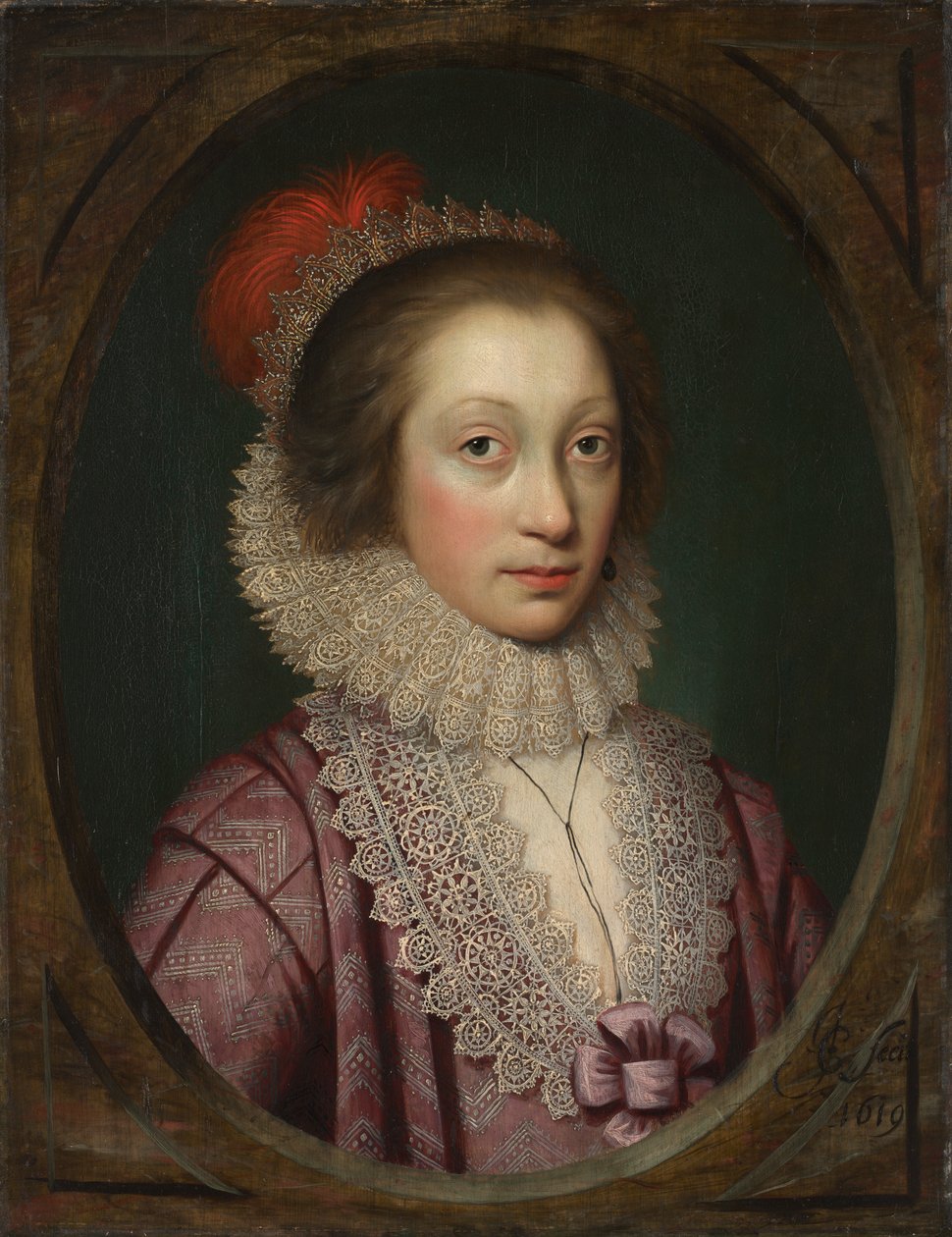 Portrett av en kvinne, muligens Elizabeth Boothby av Cornelis Jonson (called Jonson van Ceulen)