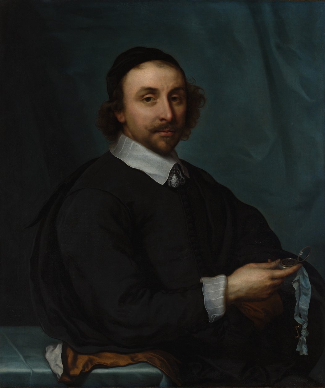 Portrett av en mann med en klokke, 1657. av Cornelis Jonson van Ceulen